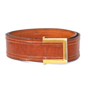 Pierre Cardin Glazed Analine Cowhide Belt With Brass Buckle